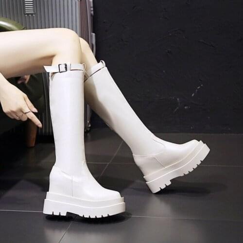 Boots 2021 new womens boots spring autumn single boots British style thick-soled knight boots increase in height but knee boots