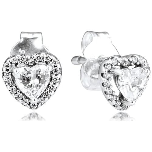 CKK Earrings Sparkling Heart Stud Earring for Women Sterling Silver 925 Jewelry aretes Pendientes kolczyki Earing Brincos