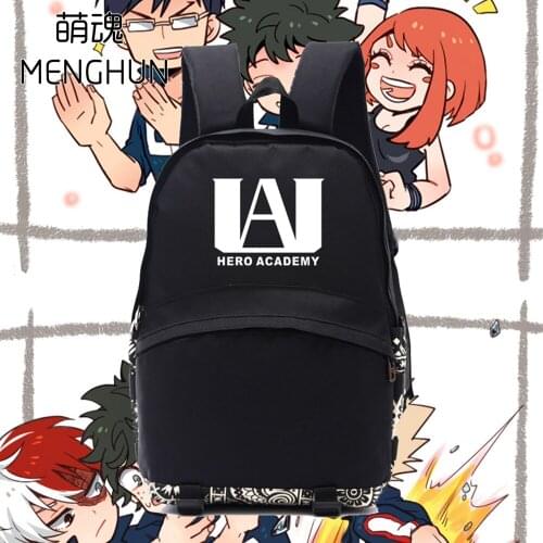 My Hero Academia School Icon Printing Anime Fans School Backpack Black Nylon Multi Use Backpacks