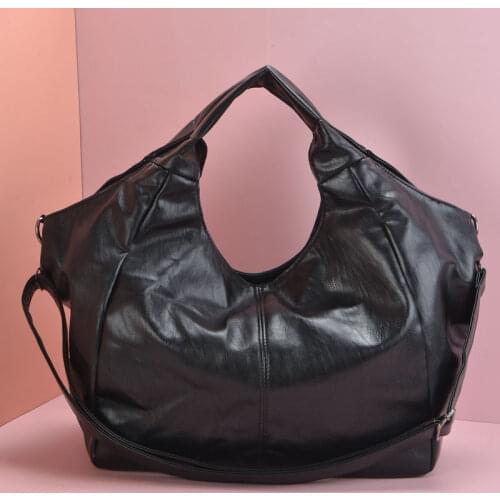 Roomy Soft Leather Women Shopper Shoulder Bag Black Big Tote Bag Half Moon Design Messenger Handbag Large Casual Female Hobo Bag