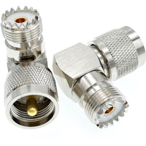 UHF SO-239 Female To UHF PL-259 Male Right Angle 90 Degree RF Connector Adapter