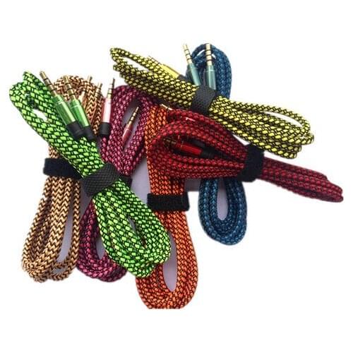 1.5m long 3.5mm Auxiliary AUX Extension Audio Cable Unbroken Metal Fabric braided Male Stereo cord 1.5M 3M for iphone Samsung