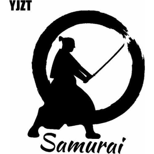 YJZT 12.7CM*15.6CM Japanese Samurai Quality Vinyl Car Sticker Decal Black Silver C13-000728