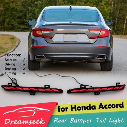Red LED Rear Bumper Tail Light for Honda Accord 2018 2019 Stop Brake Lamp with Dynamic Sequential Turn Signal