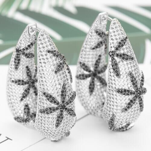 LARRAURI Trendy Cubic Zircon Wedding Bridal DUBAI Earrings Charms Elegant Big Statement Hoop Earrings For Women Fashion Jewelry