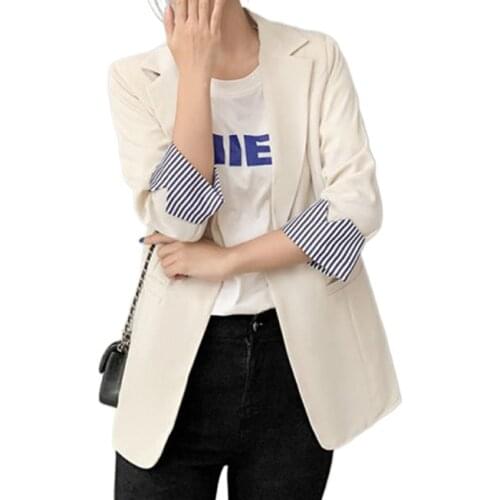 AIYANGA Women Khaki Black Blazer Coat Vintage Turn-down Collar Pocket Outerwear 2021 Fashion Female Casual Chic Tops