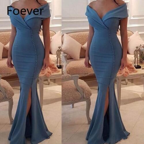 Mermiad Evening Dresses 2019 New Long Sexy Deep V Neck Satin Formal Dress Evening Party Prom Gown Cheap Vestido De Festa
