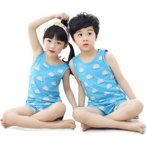 Baby boys girls cartoon vest+pants 2pcs/set infant t-shirt+trousers 1-9 little kids pure cotton shirt pants toddler short pants