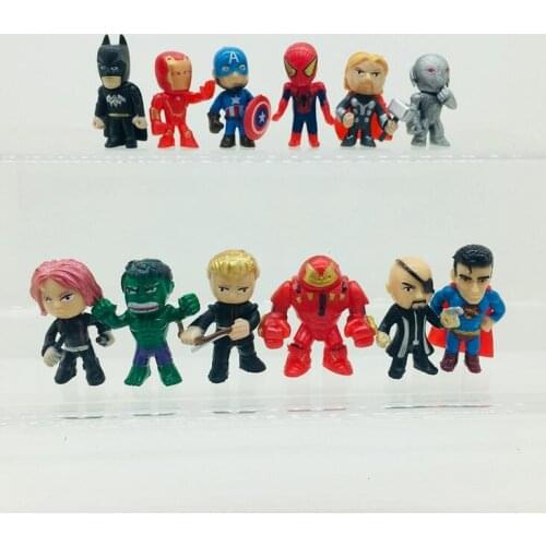 12pcs/set Q style 3-5cm The Avengers figures Super man mini dolls PVC toys for boys