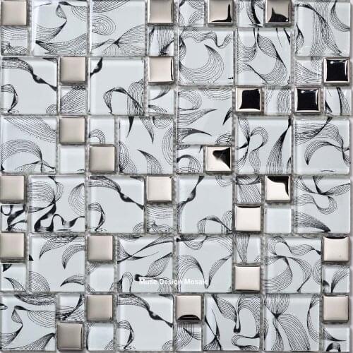 2018 Modern Silver Plated Crystal Glass Mosaic Tile, Kitchen backsplash Bathroom Showroom Restaurant Wallpaper Wall Decor
