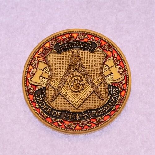 50pcs/lot Masonic Mason Fraternal Order Of The Freemason Engravble Challenge Coin Metal Crafts Gift Collection