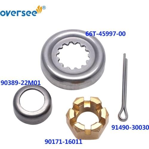 66T-W4599 Propeller Spacer Kit For Yamaha Outboard Motor F30-F60 4t/2t Hidea Parsun 90171-16011 Castle Nut 90389-22M01 Bush