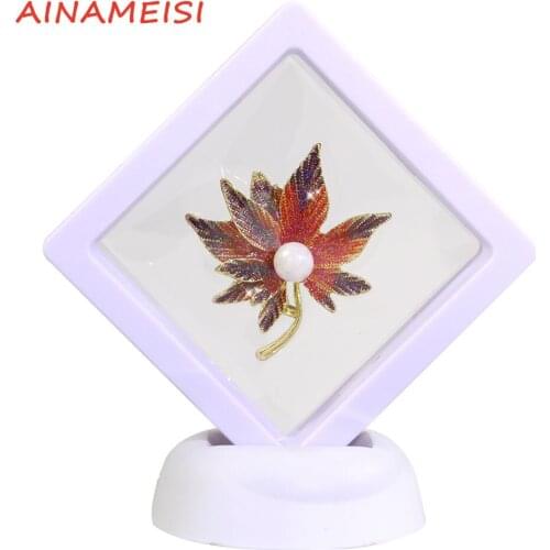 AINAMEISI Boxed New Products Double Maple Leaf Brooch Korean Fashion Enamel Scarf Button Ladies Alloy Plant Pearl Brooch Accesso