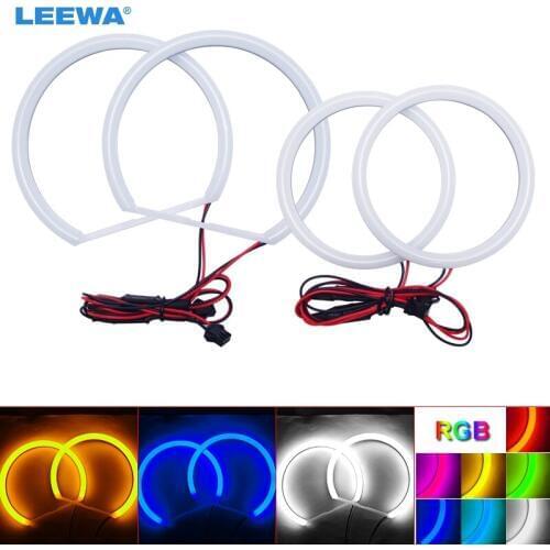 LEEWA 2X131mm 2X106mm Car Auto Halo Rings Cotton Lights SMD LED Angel Eyes for BMW E90 Car Styling White/Blue/Yellow/RGB #CA1466