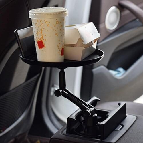 Car Cup Holder Adapter 360 Rotating Tray Dinner Plate With Mobile Phone Holder Auto Main/Co-Pilot Storage & Dining Support Tray