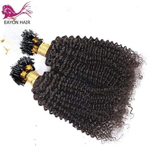 EAYON Brazilian Kinky Curly Micro Loop Hair Extensions Curly 100g Per Pack Human Hair Micro Rings Hair Extensions 1g/strand