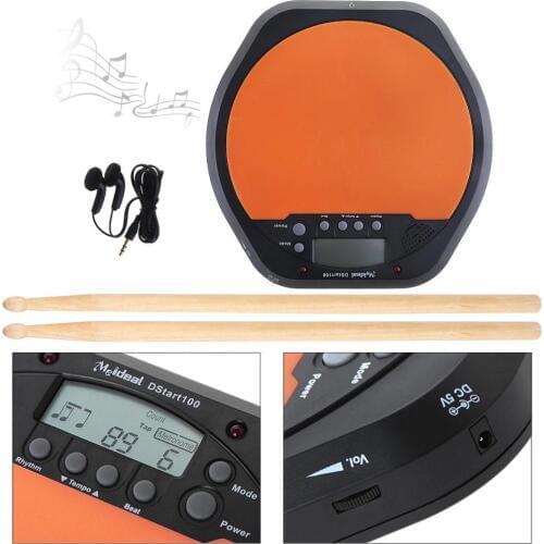 Black Digital Electric Drum Pad Training Practice Metronome with Two Maple Wood Drum Sticks 5A Drumsticks