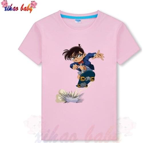Boys Detective Conan Print Clothes Girls 3D Funny Cartoon T-shirts Costume Children 2021 Summer Clothing Kids Tees Baby Top