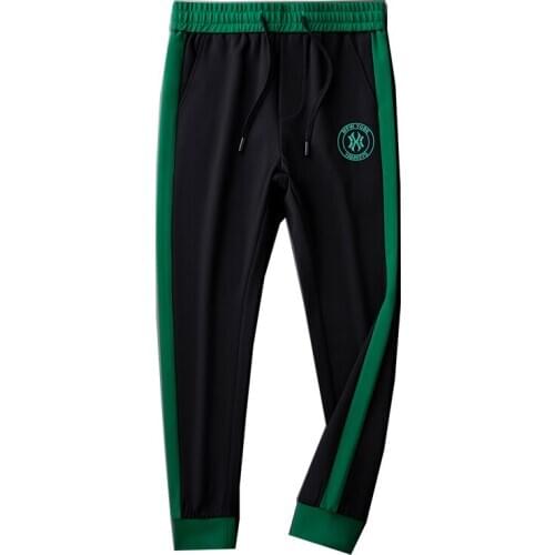 European goods black elastic waist guard trousers mens footwear casual sports pants autumn trend striped mens pants