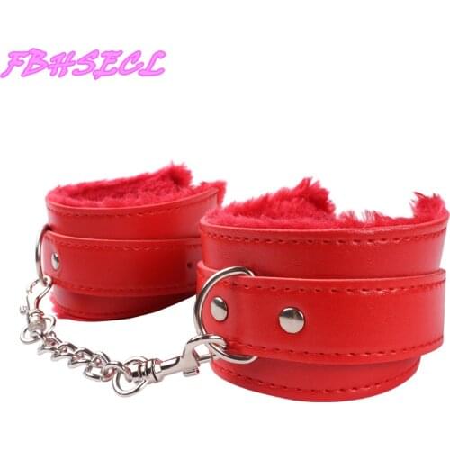 FBHSECL Sexy Adjustable PU Leather Plush Handcuff Ankle Cuff Restraints Bondage Sex Toy Muply Restraints Sex Bondage Exotic