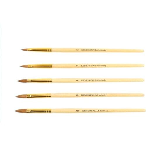 Kolinsky Acrylic Nail Brush Set Good Quality Nail Art Mink Brush Wood Handle Gel Builder Manicure Brush Drawing Tools Size 2-10