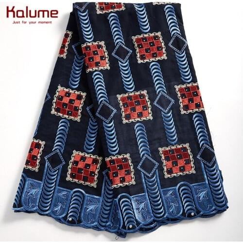 Kalume New Liating African Swiss Cotton Lace Fabric Embroidery Nigerian Swiss Voile Cotton Lace With Stones For Dress Sews F2311