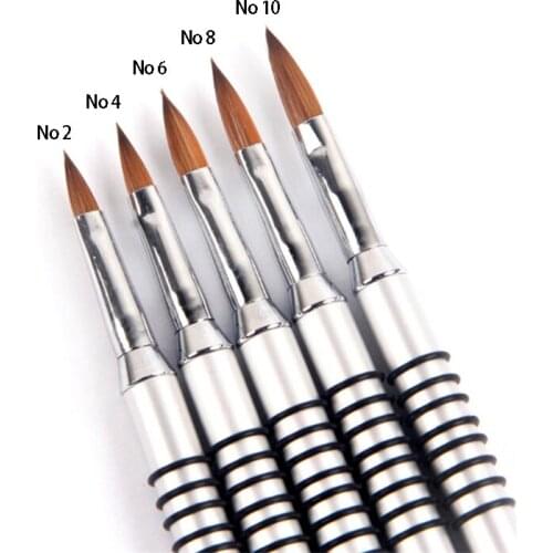 Kolinsky Nail Art Brush Acrylic Gel Carving Painting Pen 3D Handle Manicure DIY Drawing Tools Powder Nail Brush 2# 4# 6#8# 10