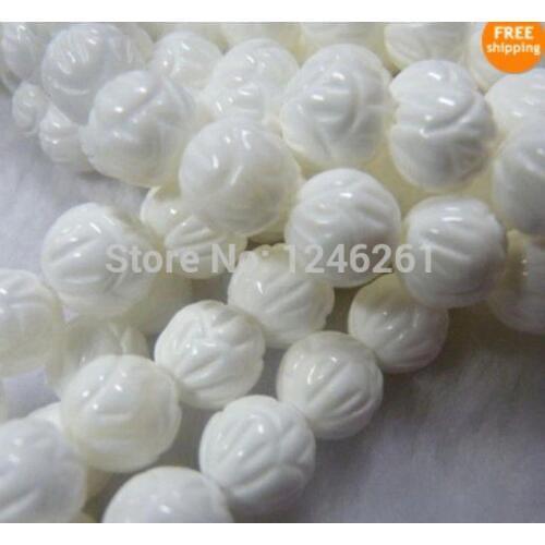 8mm White Chalcedony Carving Round Loose Beads For Necklace/Bracelet Fashion Jewelry Semi-Precious Stone 15"Wholesale Price