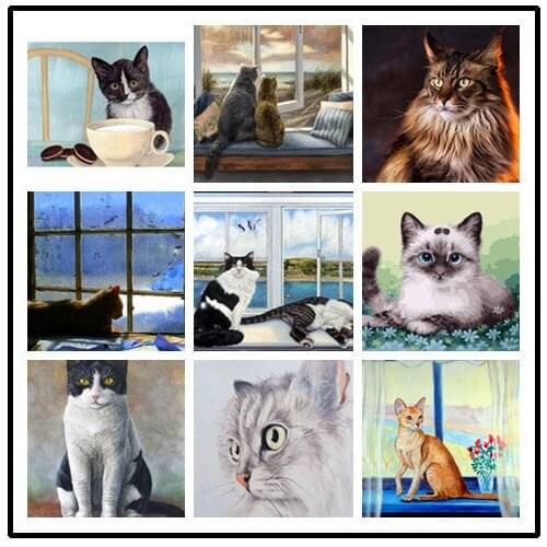 LIPHISFUN Needlework Diamond Painting 5D Embroidery Full Drill Home Decoration Square/round Animal Cute Cat