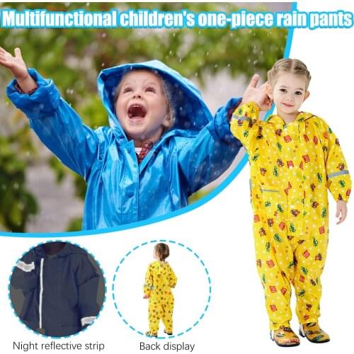 Fashion Unisex Toddler Infant Kids Girls Boys Long Sleeve Hooded Cartoon Jacket Wind Waterproof One Piece Jumpsuit Raincoat#g4