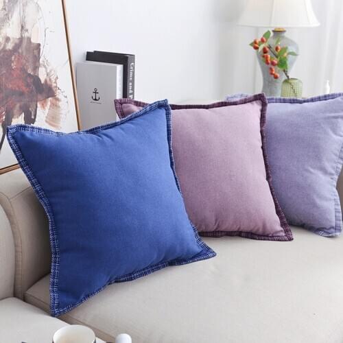Cotton Linen Cushion Cover Home Pillow Covers Decorative Solid Color Pillowcases 50x50cm for Office Lumbar Car Sofa Throw Pillow
