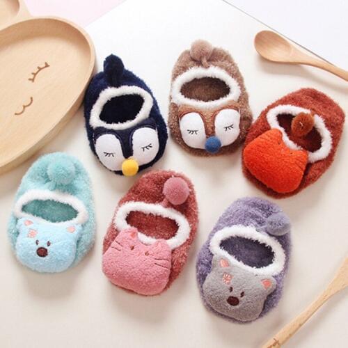 0-5 Yrs Toddler Baby Floor Socks Baby Winter Autumn Socks Boys Girls Soft Baby Kids Anti-slip Sole Booties Infant Indoor Shoes
