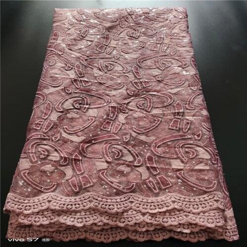 New French Net Lace Fabric 5 Yards High Quality African Tulle Lace Fabric With Sequins For Nigerian Wedding Dress J267