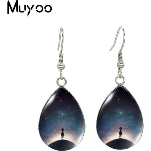 2020 New The Little Prince Hook Earring Printed Picture Tear Drop Earrings Glass Cabochon Jewelry Handmade