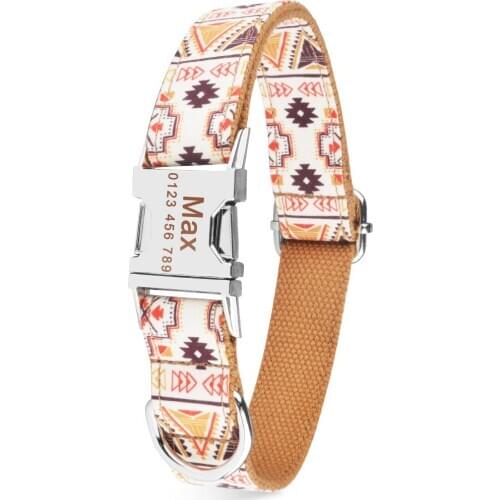 Durable Nylon Personalized Dog Collar Custom Engravd Female Male Puppy Pet Name