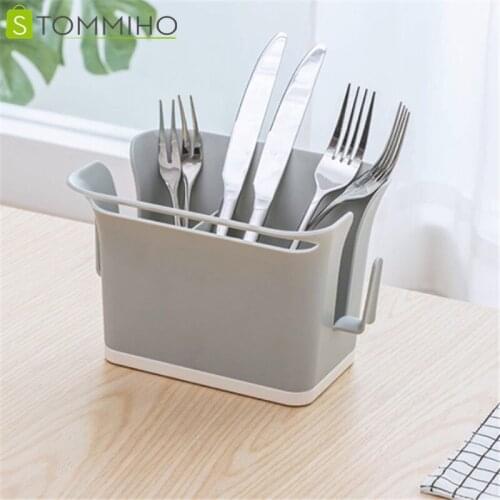 STOMMIHO Kitchen Drain Rack Storage Box Spoon Fork Chopsticks Holder Multifunction Cutlery Drainer Household Cleaning Supplies