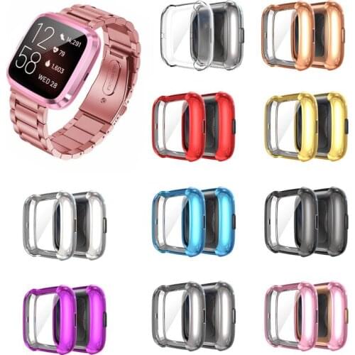 For Fitbit Versa 2 All-inclusive Plating Case TPU Anti-fall Case Full Coverage Soft Scratch Resistant Protective Cover