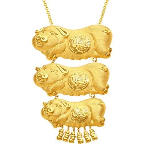 Gold Shop Window Simulation Gold Pig Shape Longfeng Pig Brand Gold-plated Wedding Wedding Bride Necklace Jewelry Gold Necklace