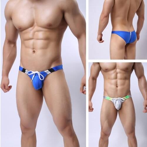 Drainage line professional swimming trunks sexy mens low waist triangle swimming trunks tight anti - glasshole mens swimsuit