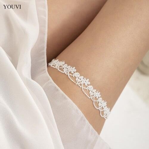YOUVI Sexy Whit Lace Chain on the Leg for Bridal Wedding Garter Belt Thigh Leg Garter Ring For Women/Female/Bride Body Jewelry