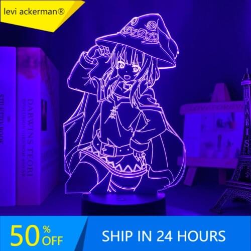 Anime KonoSuba Megumin Led Night Light for Bedroom Decor Light Brithday Gift Manga KonoSuba Room Desk 3d Table Lamp Acrylic