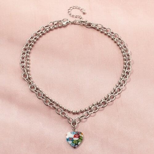 Trendy Heart Chain Necklace Layered Necklaces For Women Pendant Chains Necklace Set Womens Aesthetic Thick Necklace