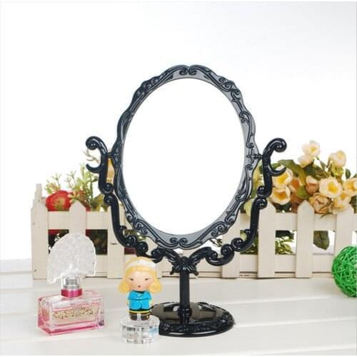 CSHOU194 Rotatable Makeup Mirror Desktop Table Gothic Vintage Cosmetic Makeup Mirror Rose One Side Mirror 360 Degree Rotating