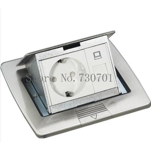High-Quality Floor Socket with EU/UK/USA/AU power ,RJ45/RJ11.silver/goden,pop up socket