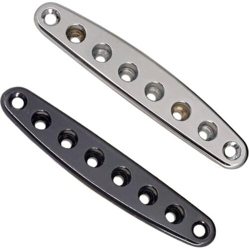 Electric Guitar Replacement Parts Bridge String Thru Body Ferrules Bushing Mounting Plate 8-Hole Silver/Black Optional