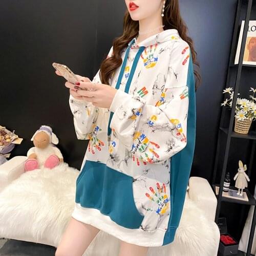 Plus size womens spring and autumn thin long-sleeved sweatshirt women Korean loose and thin hooded tops hoodies