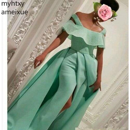 2020 Hot Robe De Soiree Mint Green Custom Plus Size Evening Dresses Long Beaded Formal Dress Vestido Festa Longo Robe De Soiree