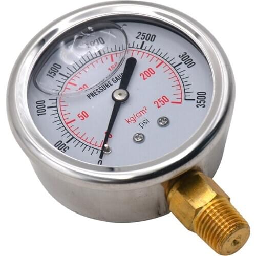 1/4 NPT Automotive Oil Pressure Gauge Instrument Hydraulic Meter Gauge 0-3500 PSI