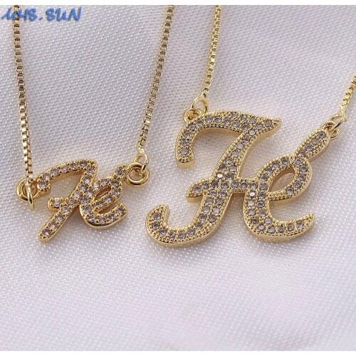 MHS.SUN Mosaic Zircon FE Pendant Chain Necklace Charm Religious Women/Girls CZ Necklace Fashion Jewelry For Party Gifts 1Pc