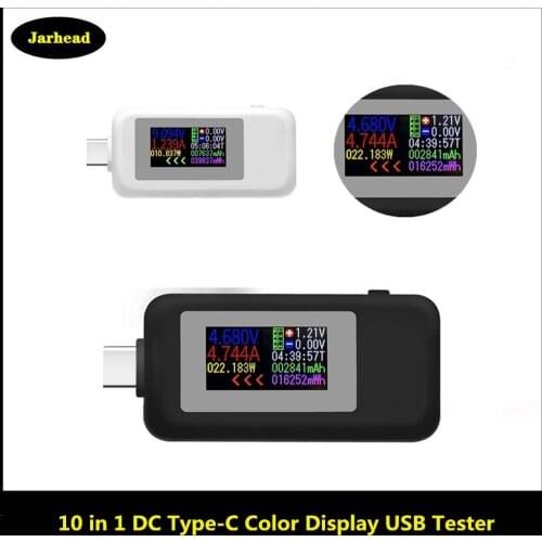 10 in 1 DC Type-C USB Tester Current 4-30V Voltage Meter Timing Ammeter Digital Monitor Cut-off Power Indicator Bank Charger